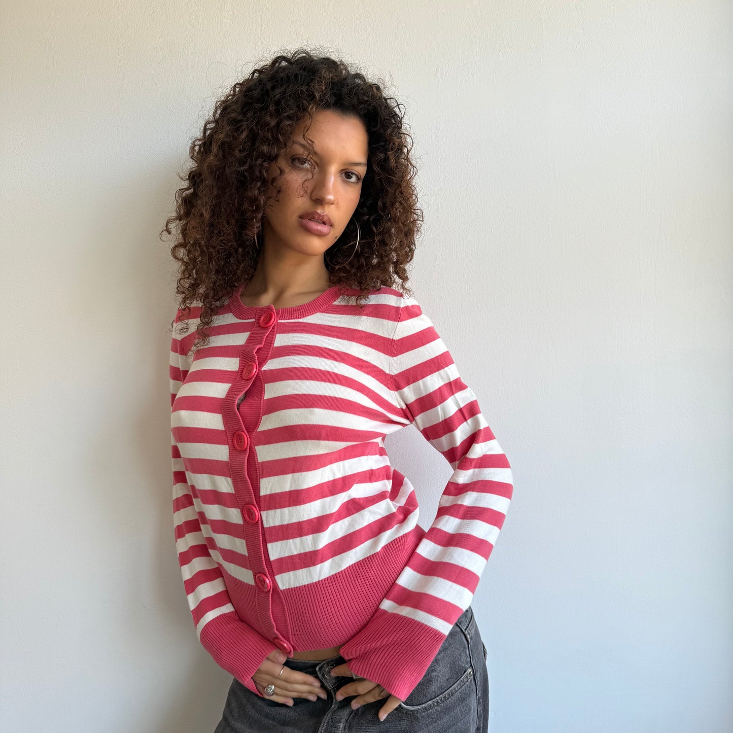 Pink striped cardigan - Size M