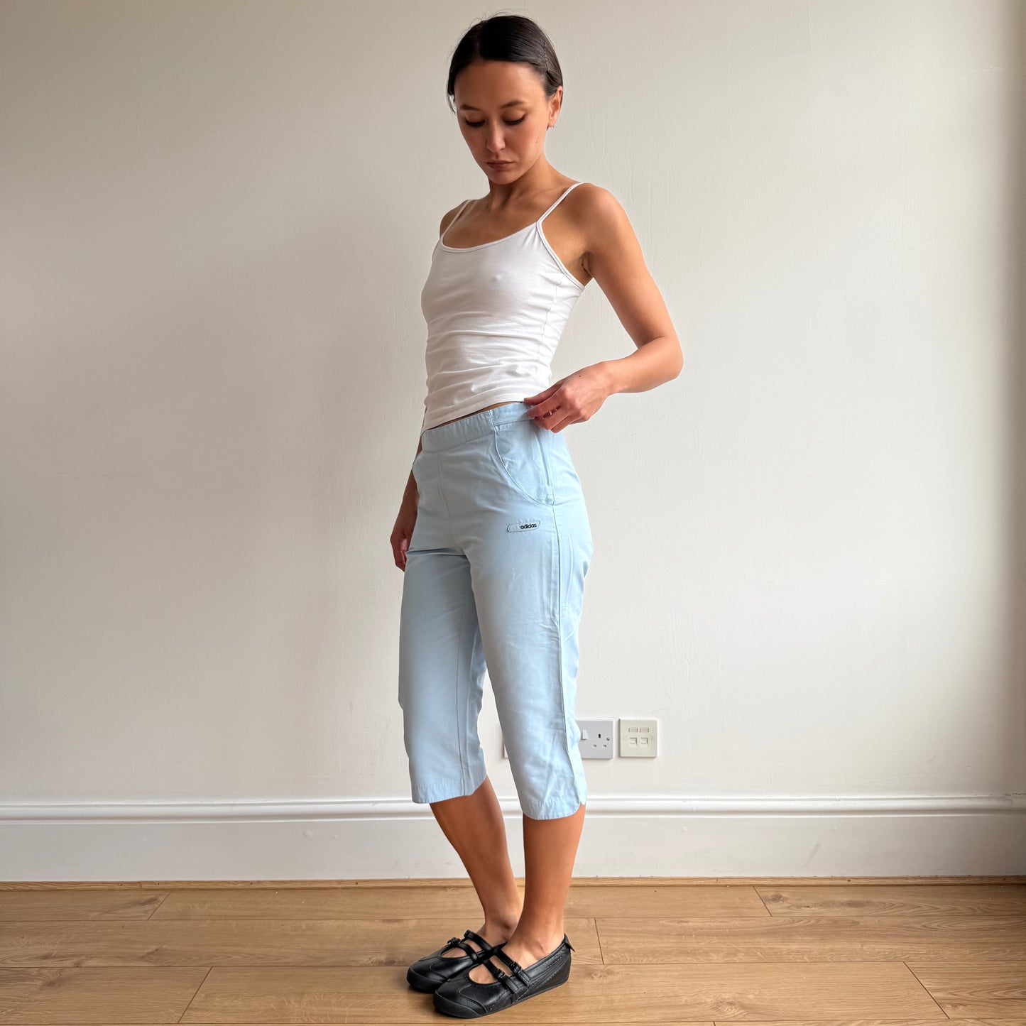 Blue Adidas side tab capris - Size XS