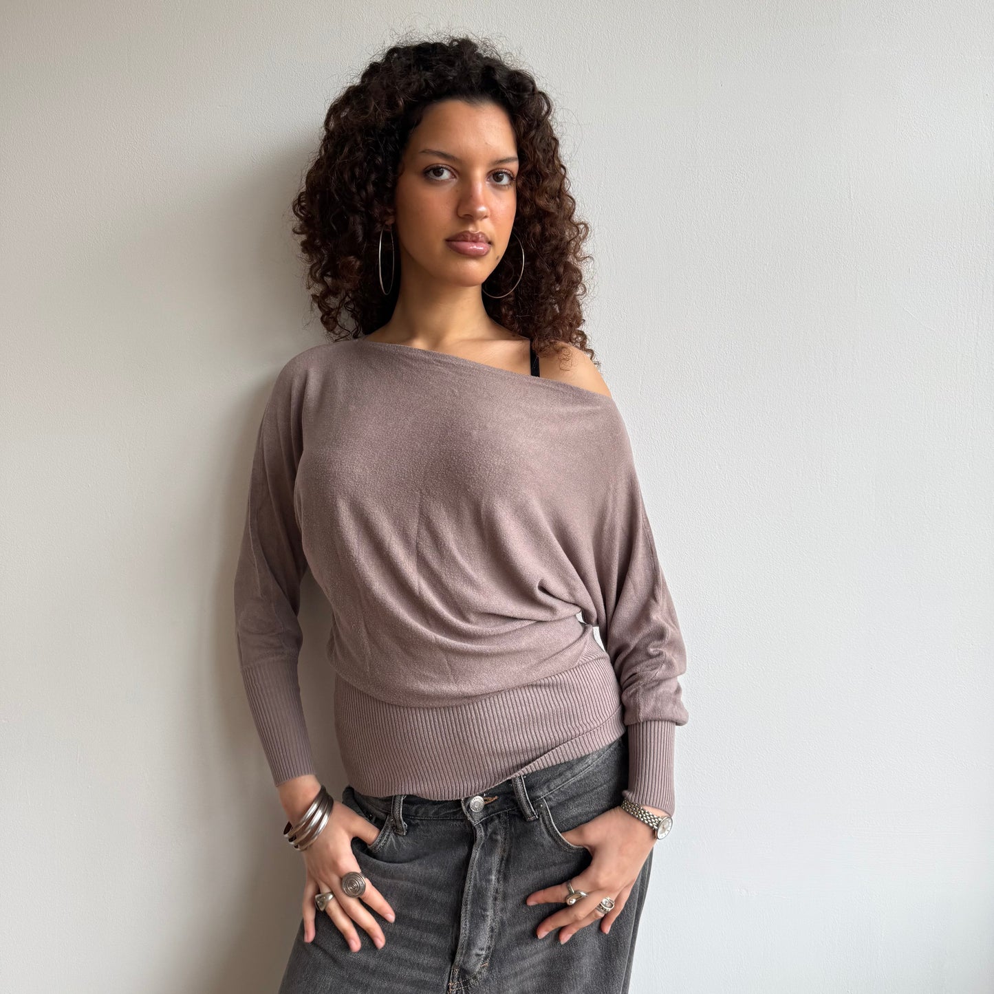 Beige (2) slouchy knit jumper - Size S-M
