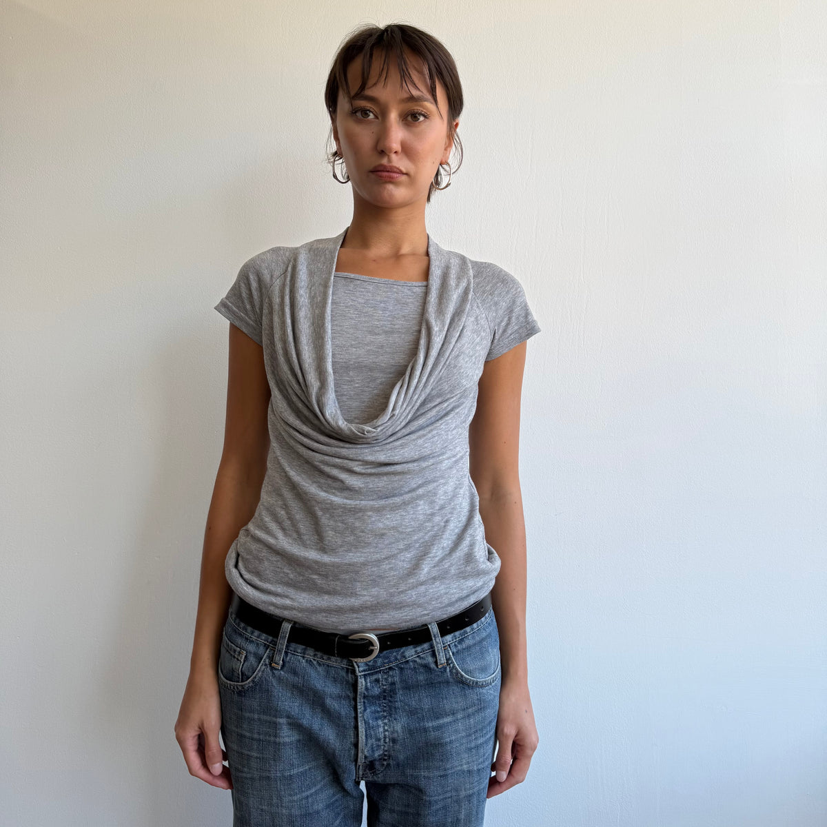 Grey double layer keyhole top - Size M