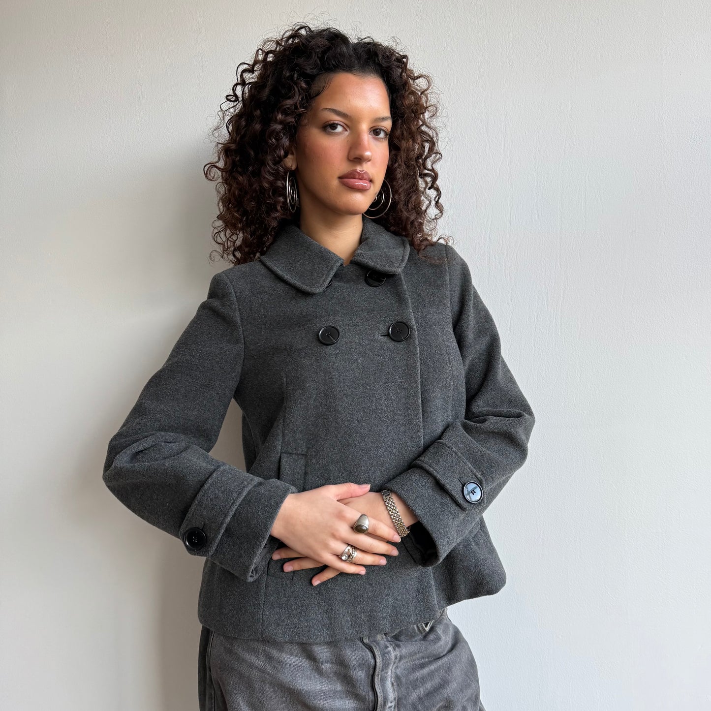 Dark grey peacoat - Size S