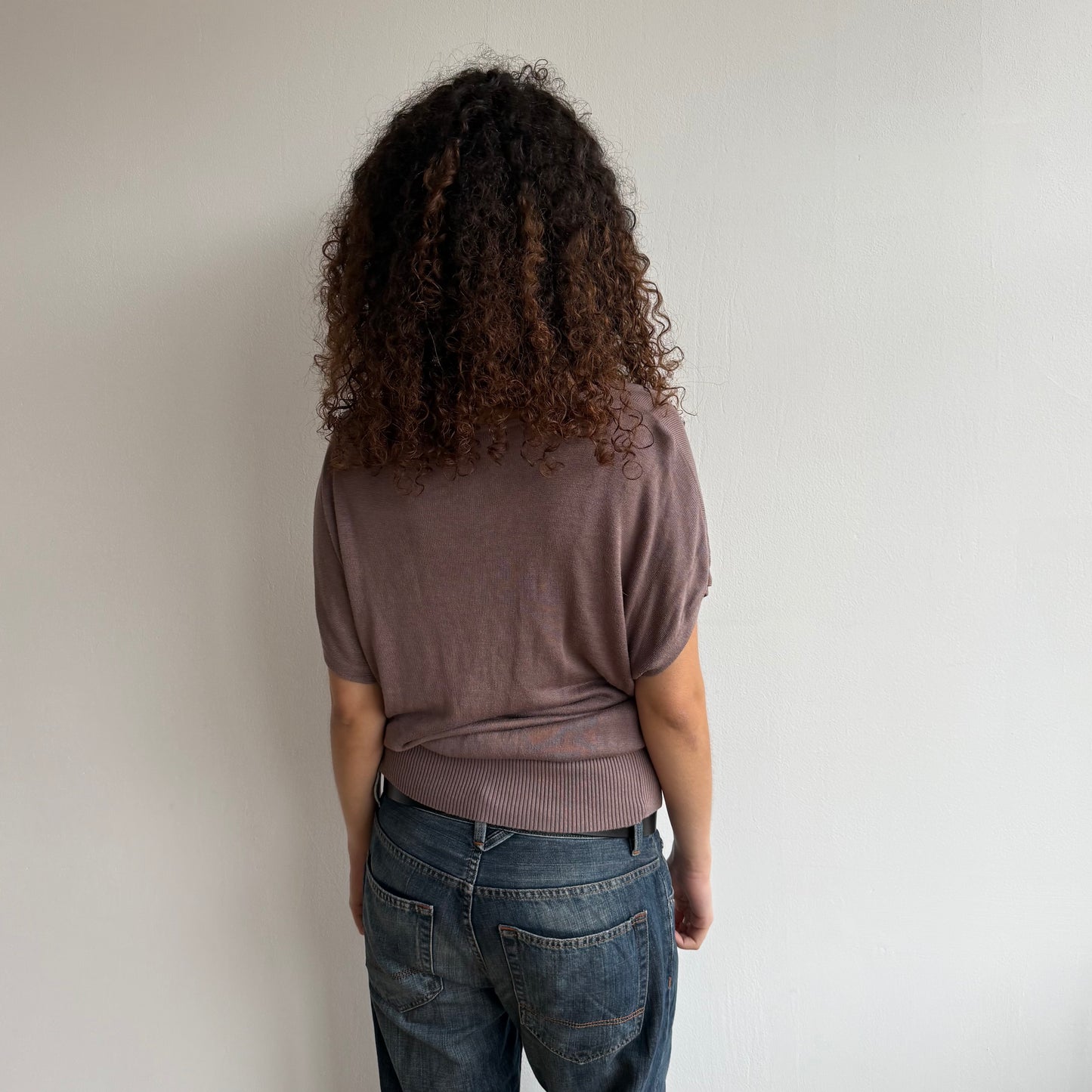 Taupe short sleeve slouchy knit - Size M