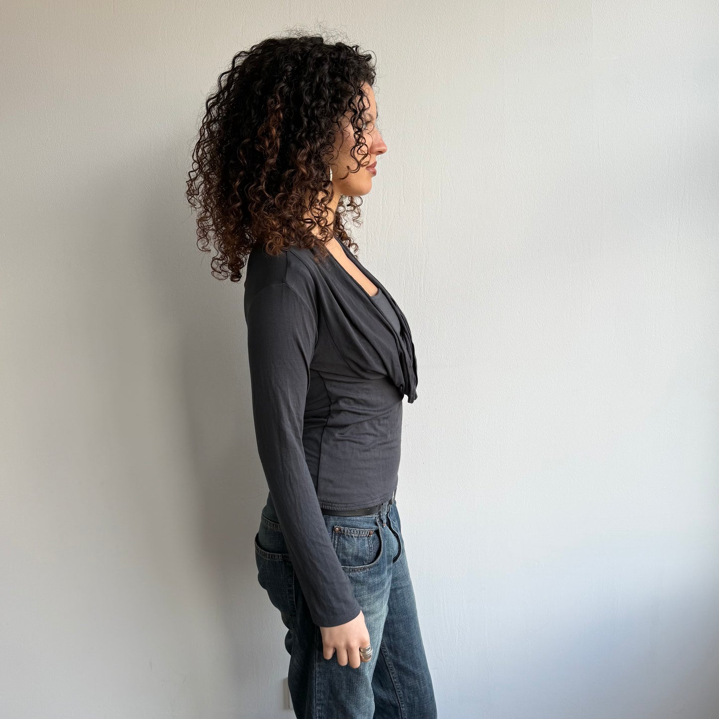 Charcoal double layer slouchy top - Size M