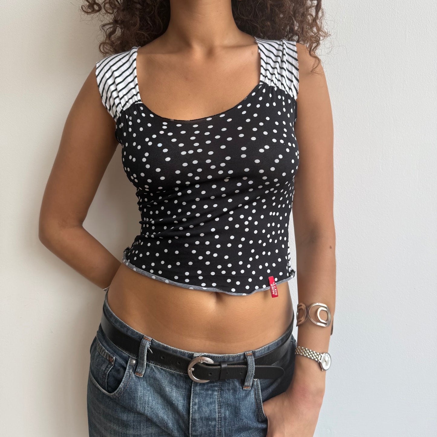 Miss Sixty stripe + polka dot top - Size S