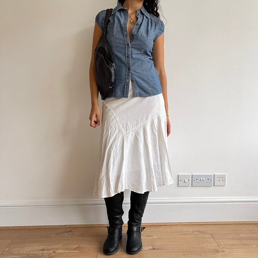White linen midi skirt - Size S