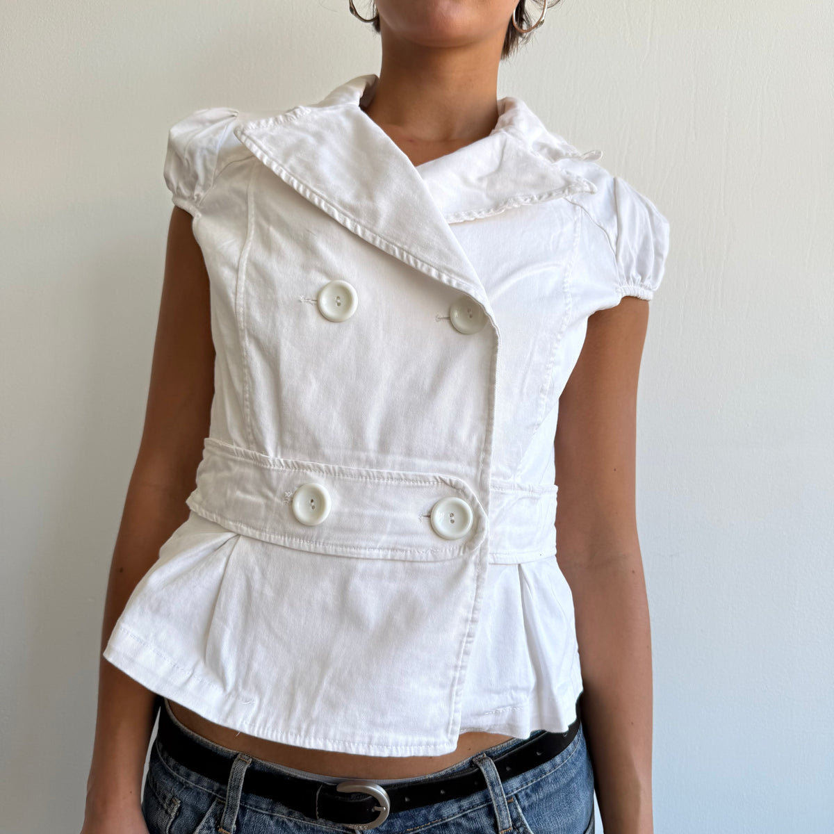 White double breasted peacoat - Size M