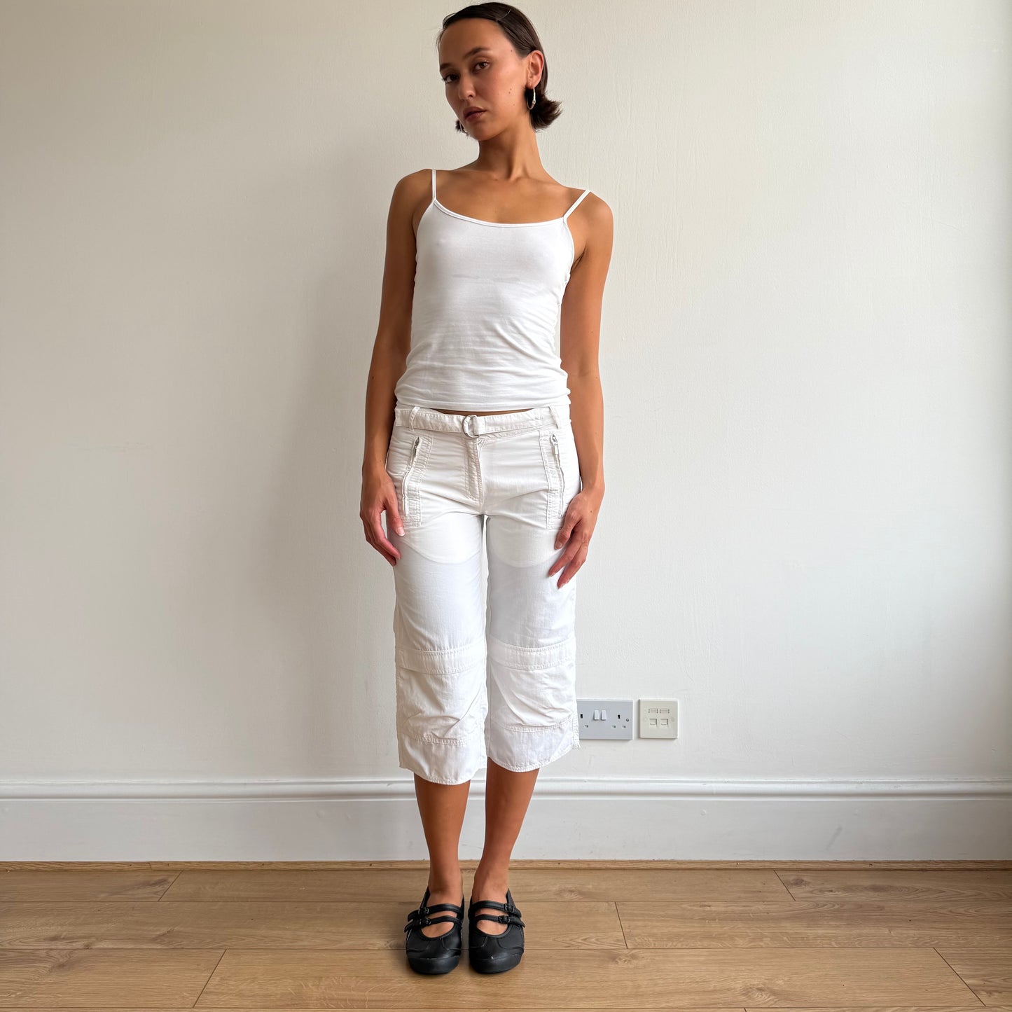 White Adidas belt capris - Size S