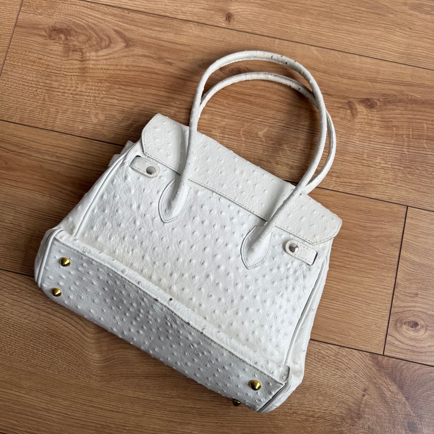 White mini leather ‘firkin’ bag - One Size