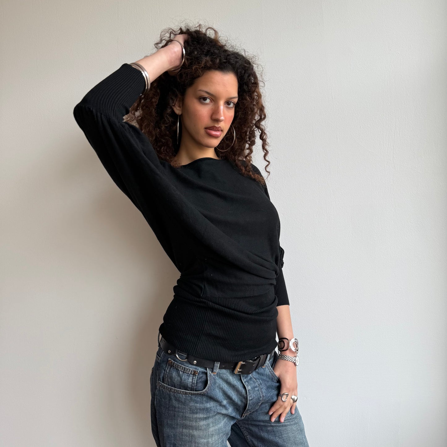 Black slouchy long knit - Size M