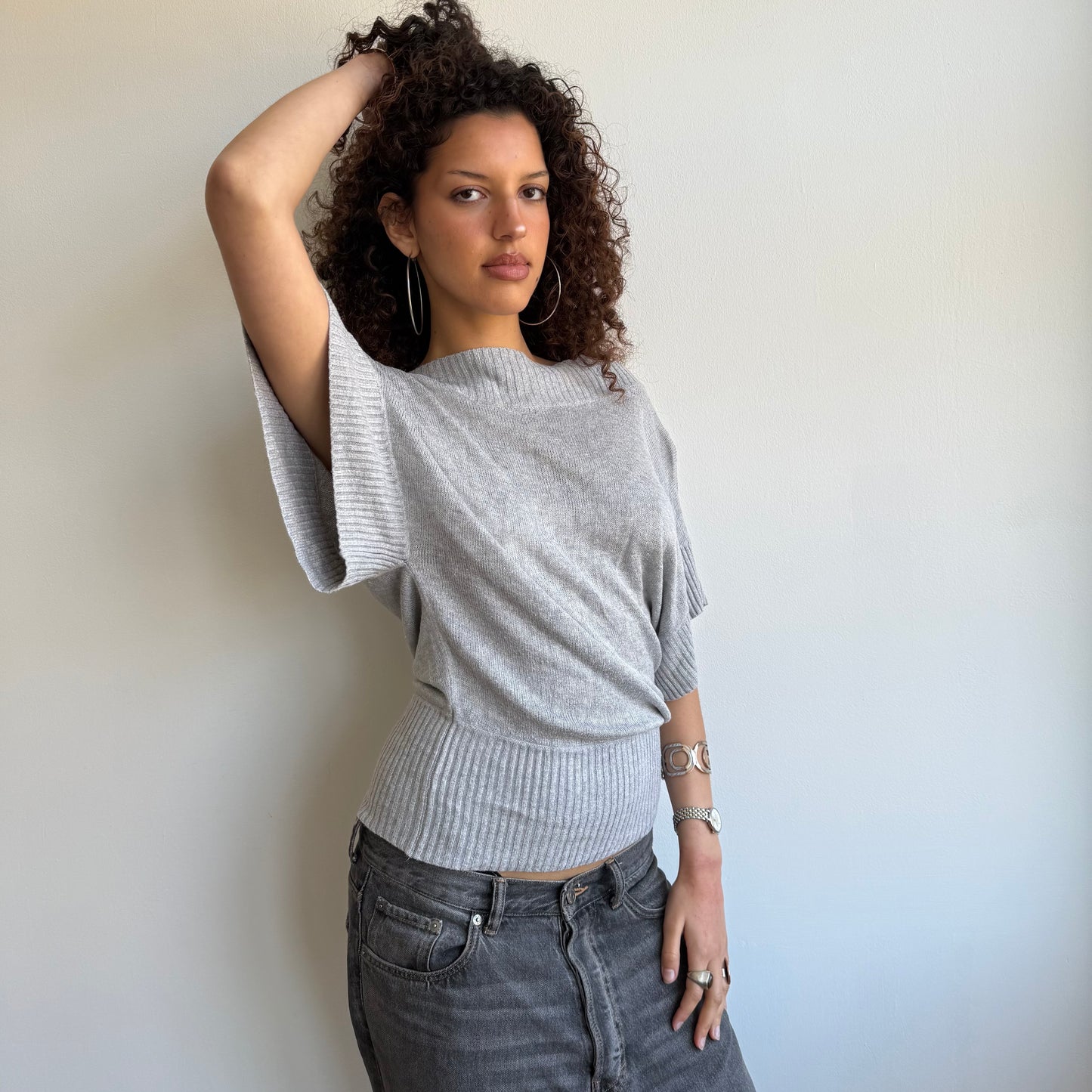 Light grey slouchy knit jumper - Size S/M