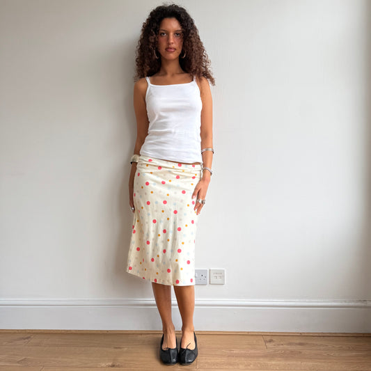 Cream rainbow polka dot midi skirt - Size S
