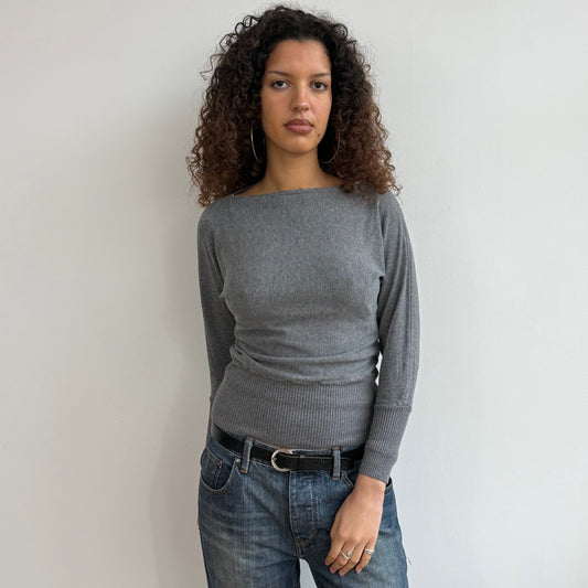 Charcoal grey batwing knit - Size XS/S
