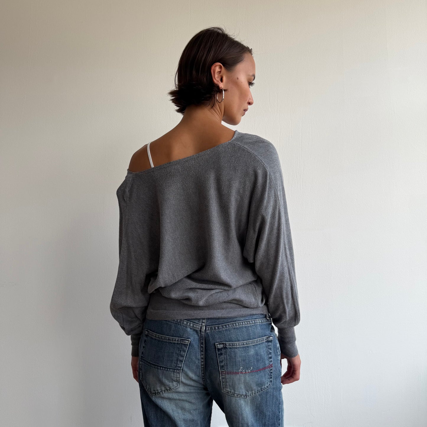 Grey batwing slouchy knit - Size M-XL