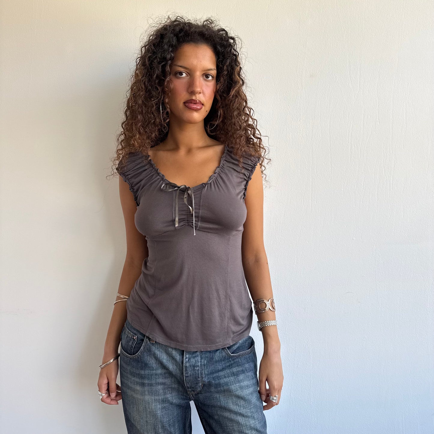 Brown ruched top - Size M/L