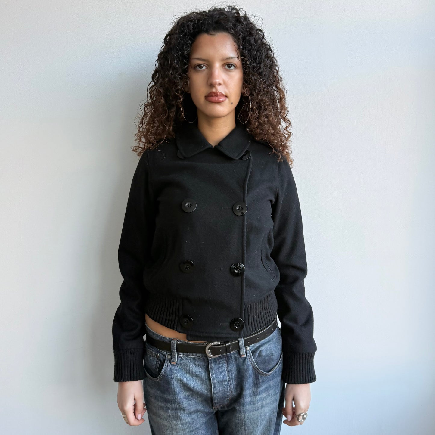 Black wool bomber jacket - Size M