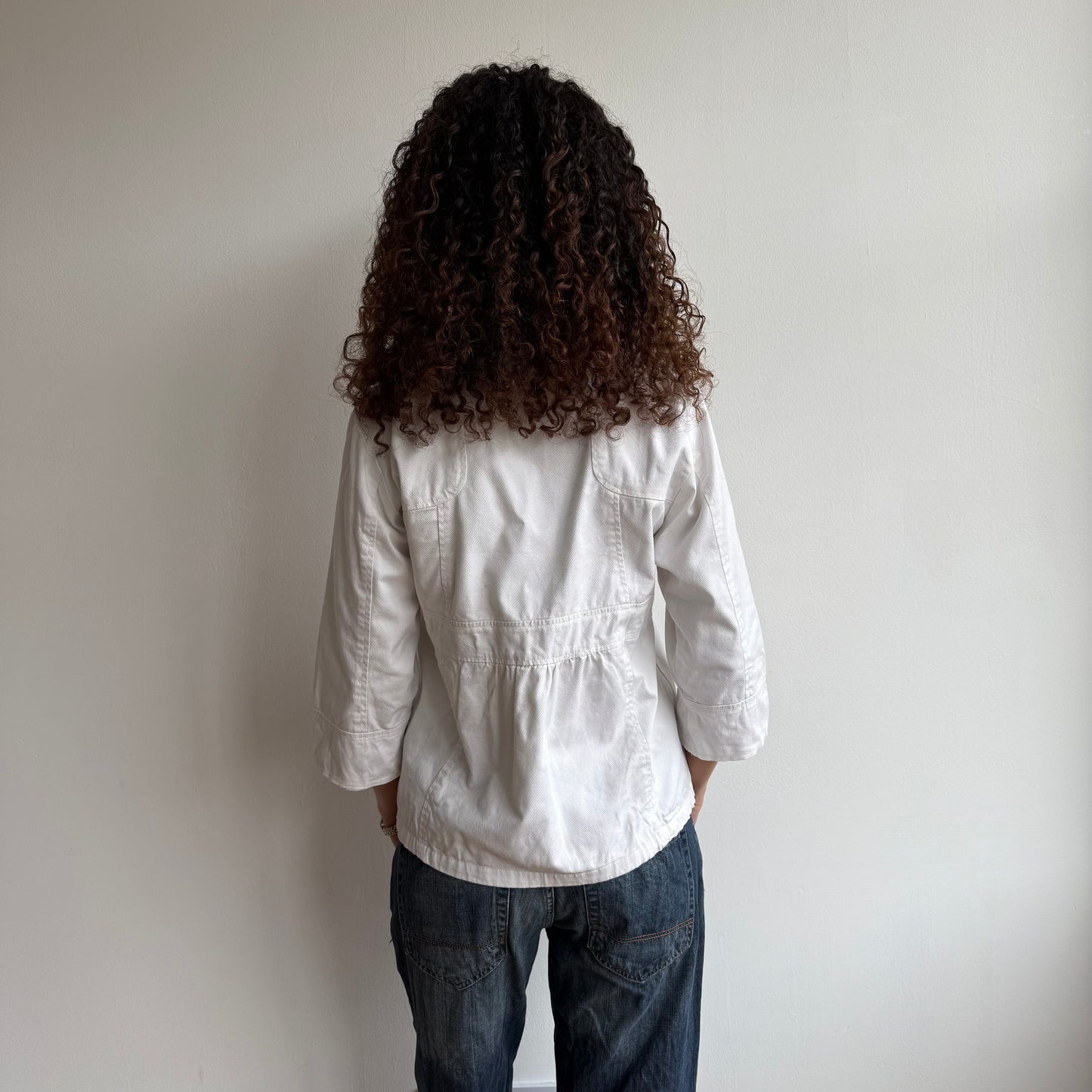 White 3/4 sleeve peacoat - Size M/L