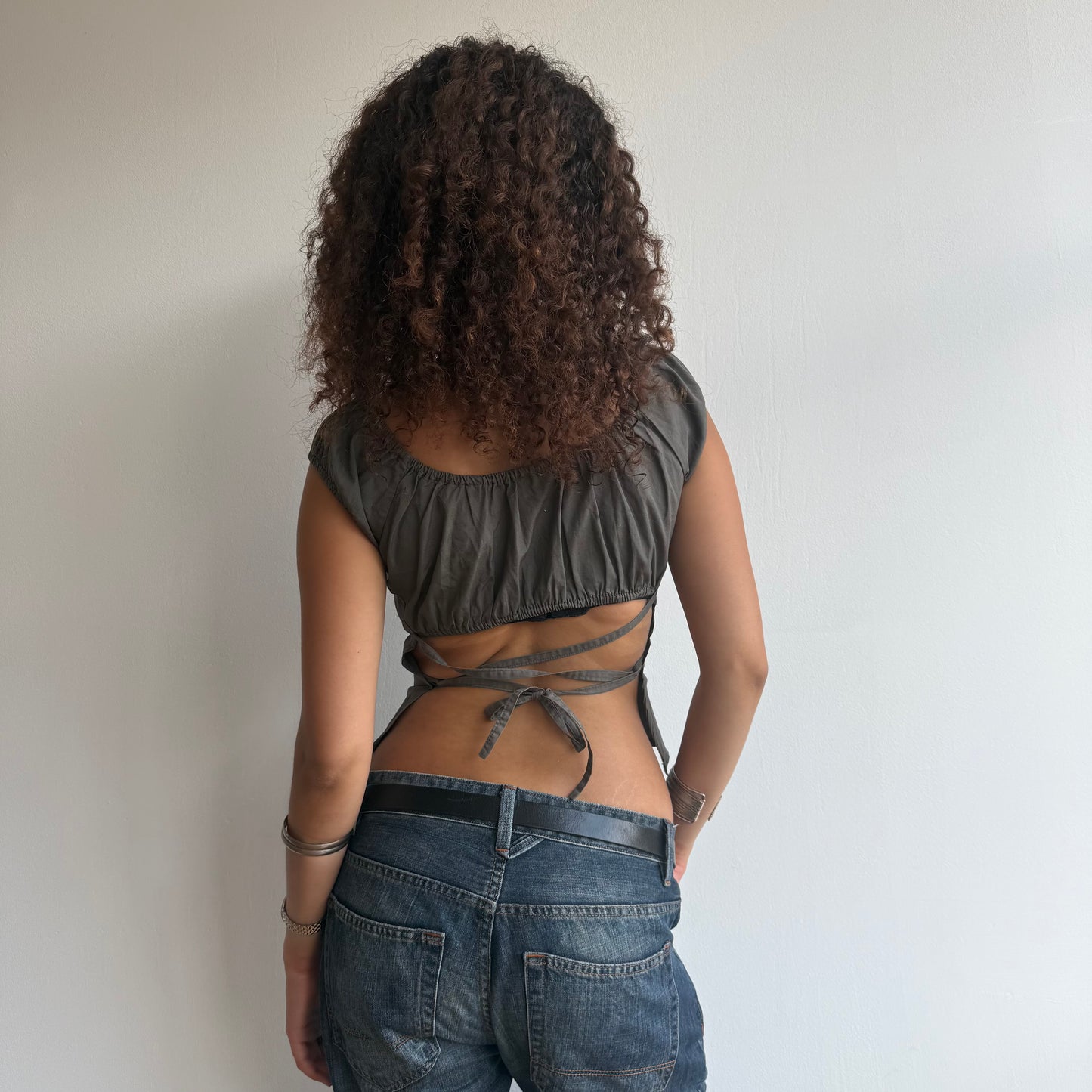 Khaki backless top - Size S/M