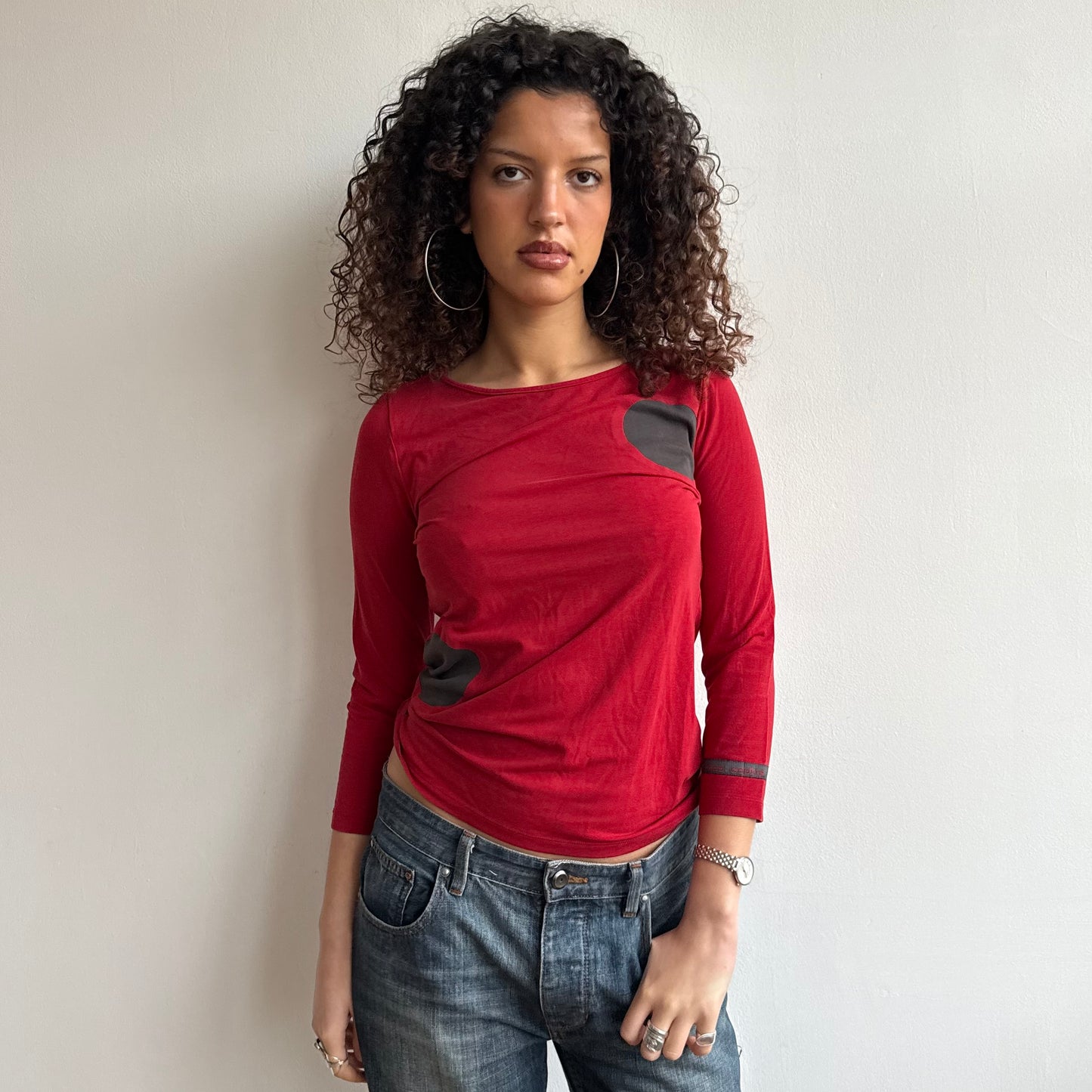 Red polka dot Cop Copine top - Size M