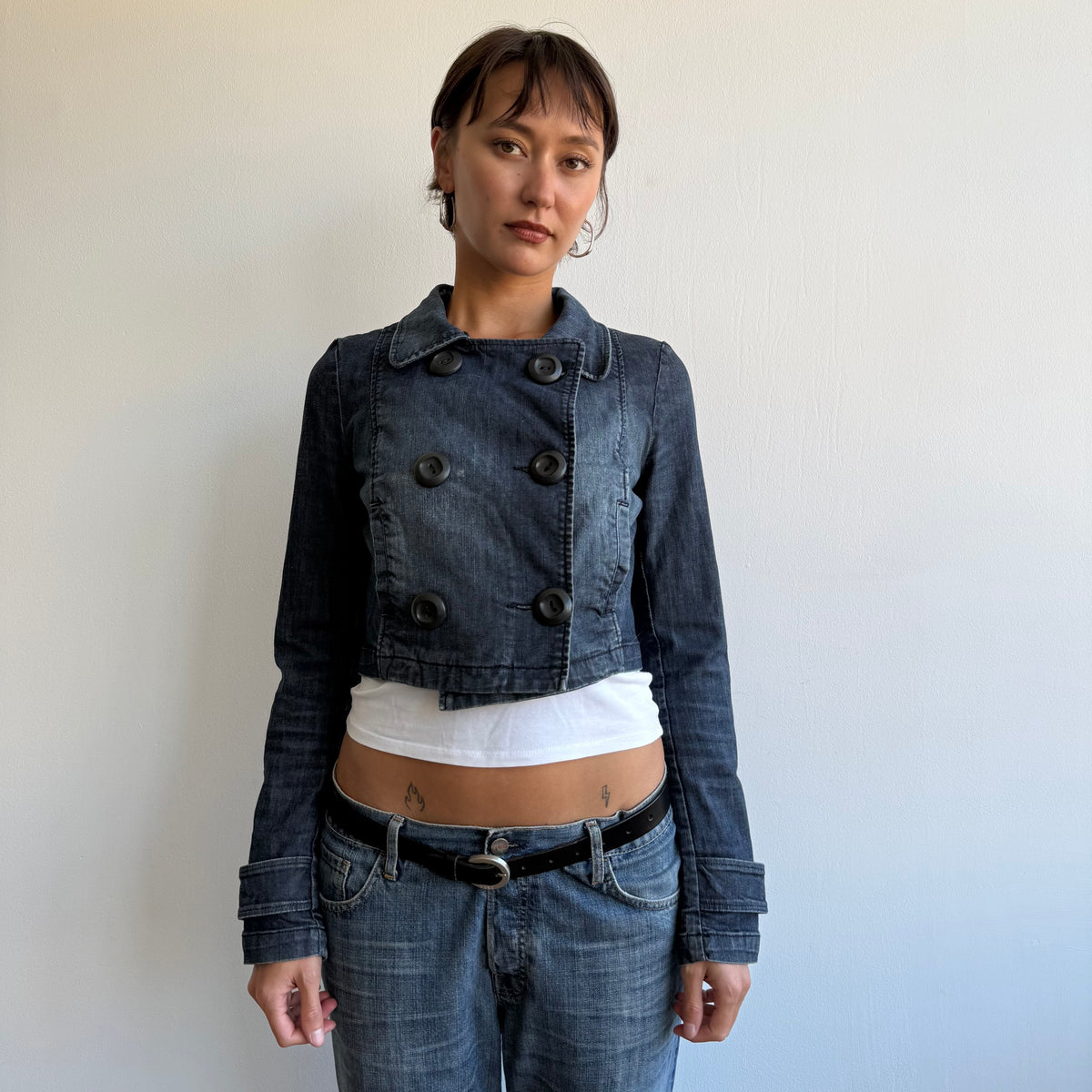 Denim cropped peacoat - Size S