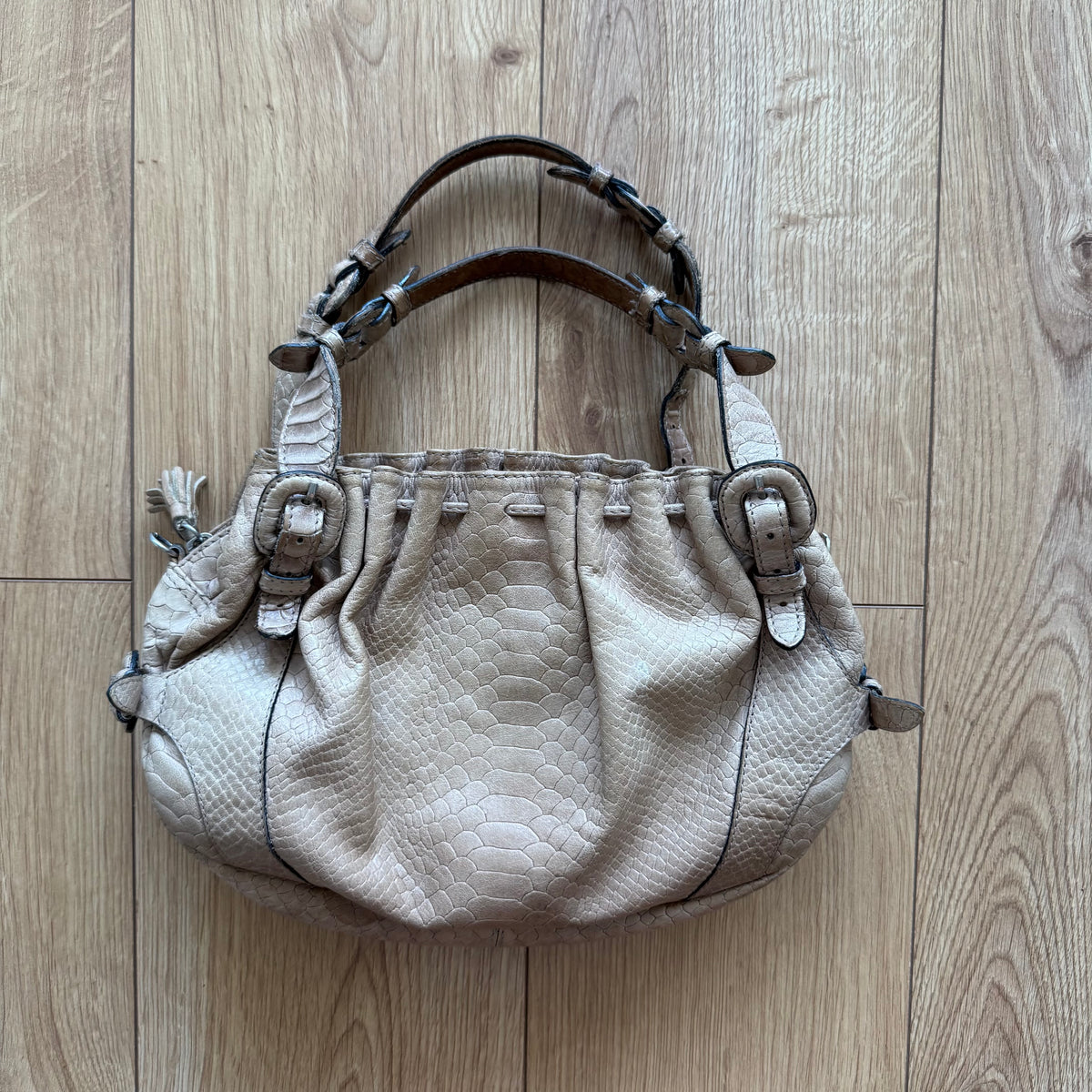Beige snakeskin bag - One Size