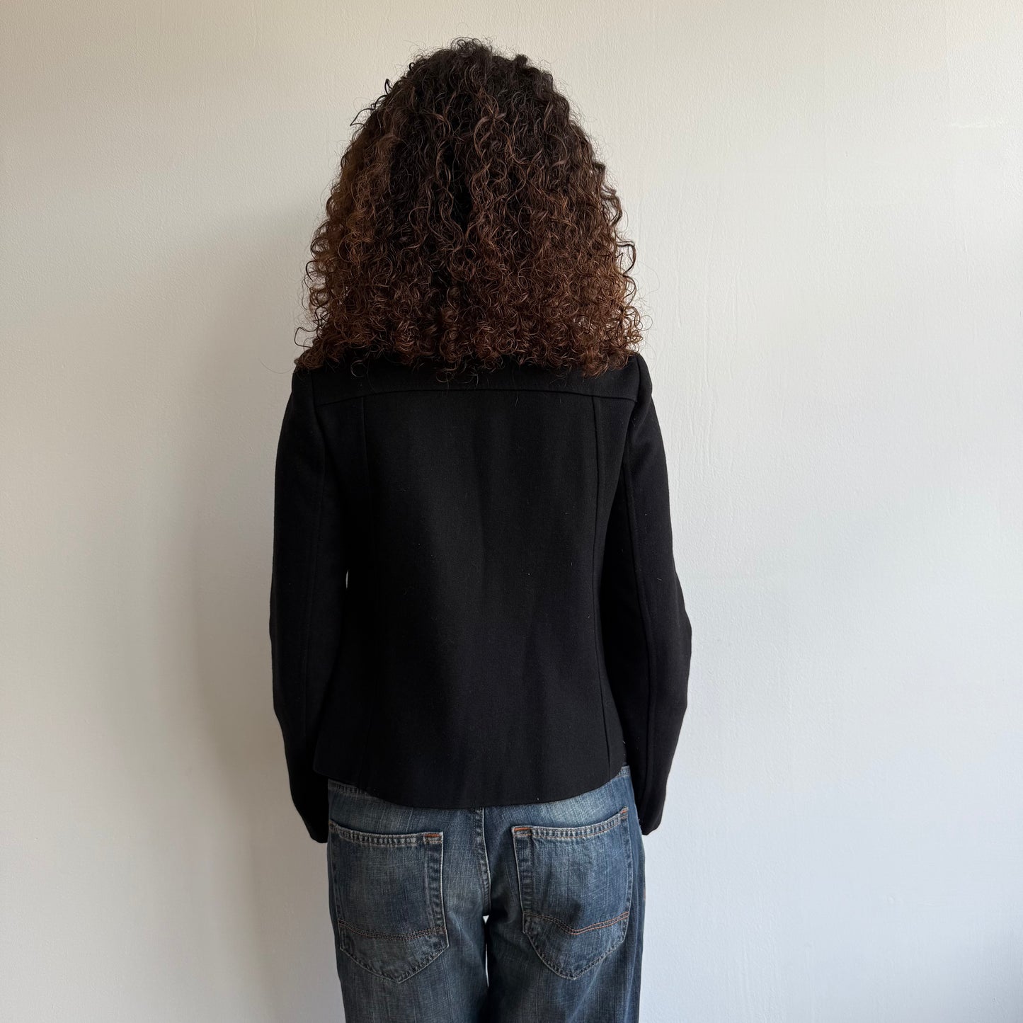 Black high neck peacoat - Size S