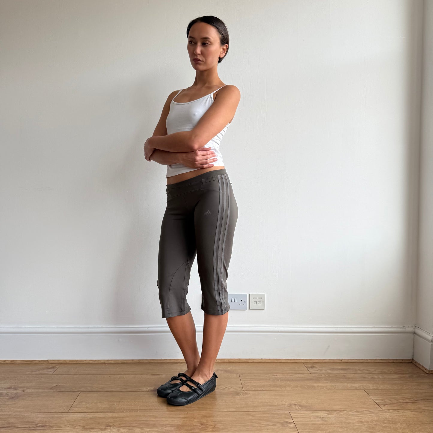 Khaki Adidas capris - Size S