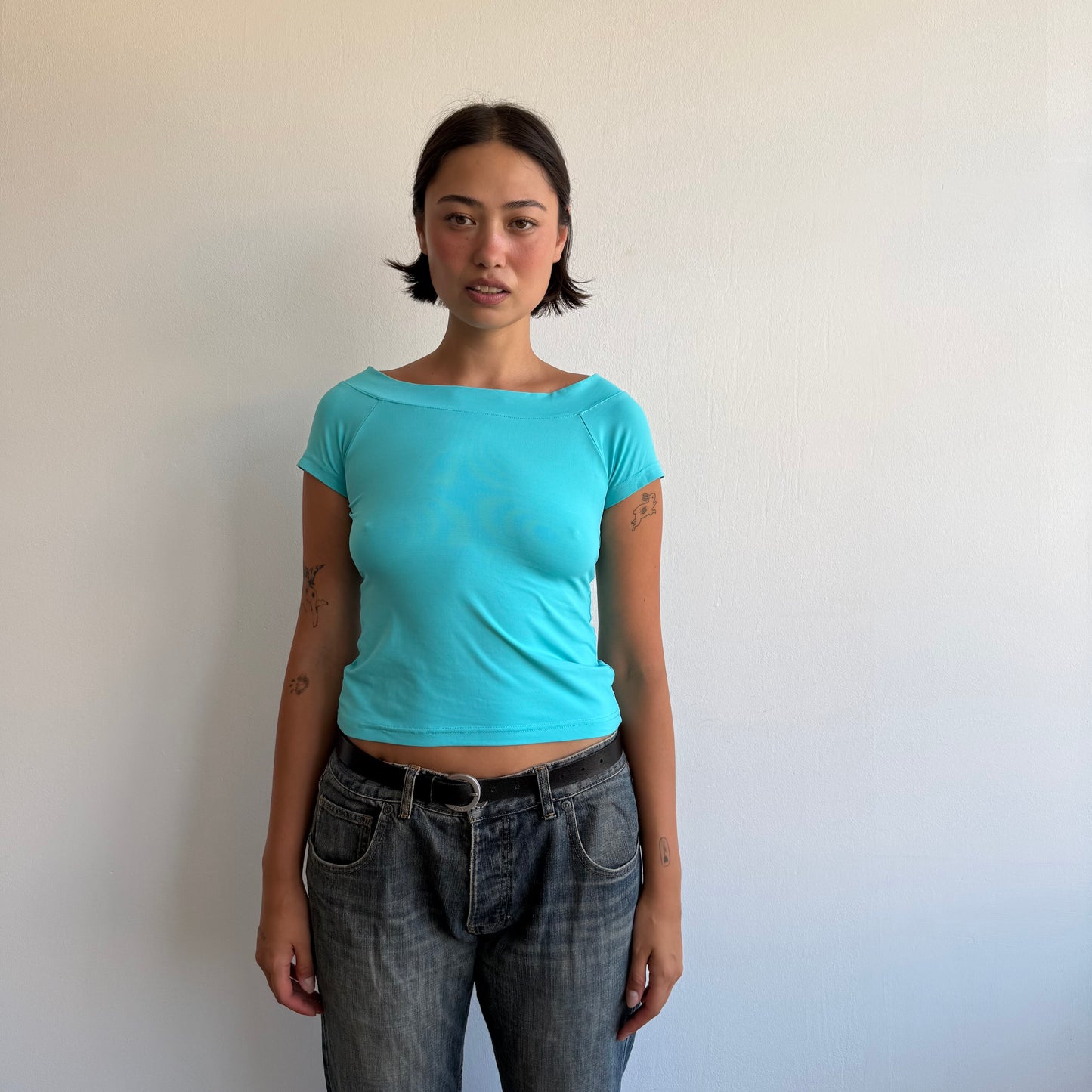 Turquoise Bardot top - Size S