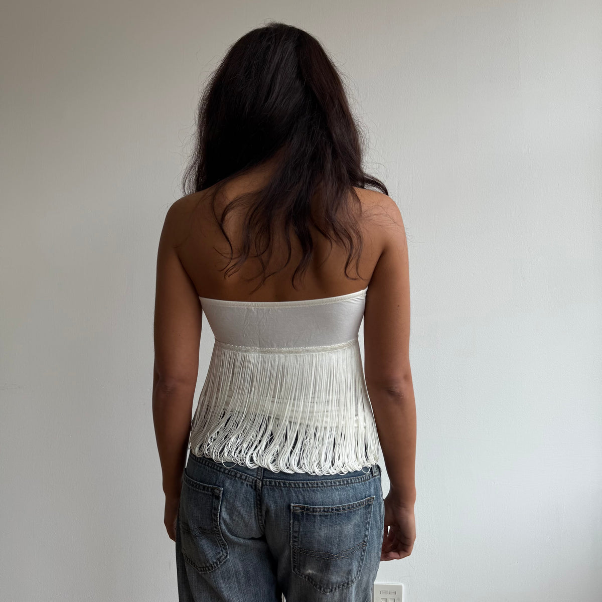 Cream tassel tube top - Size S