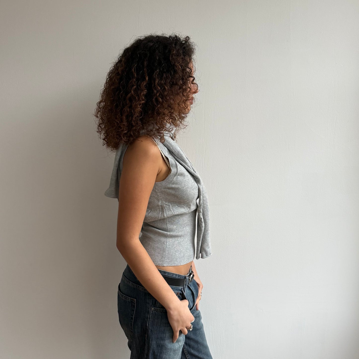 Grey scarf knit jumper - Size S