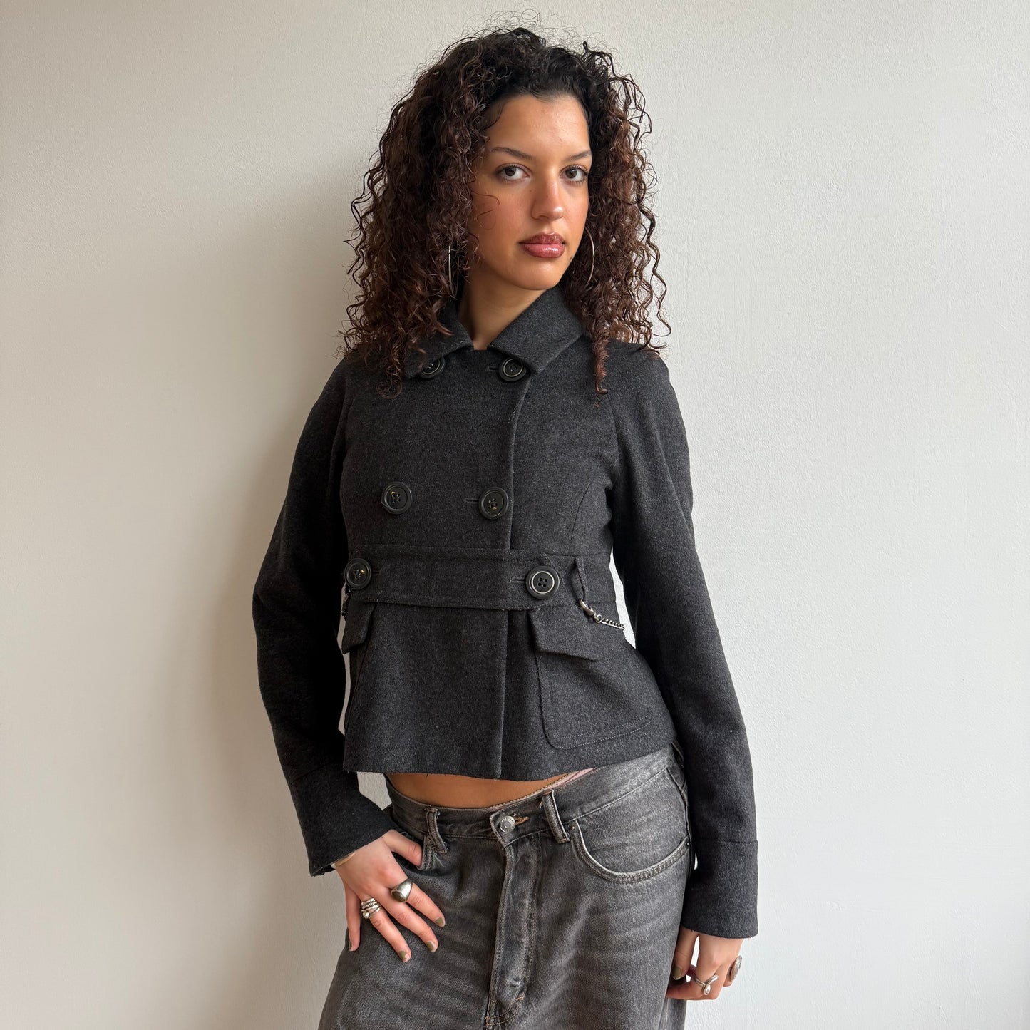 SPORTMAX grey peacoat - Size S