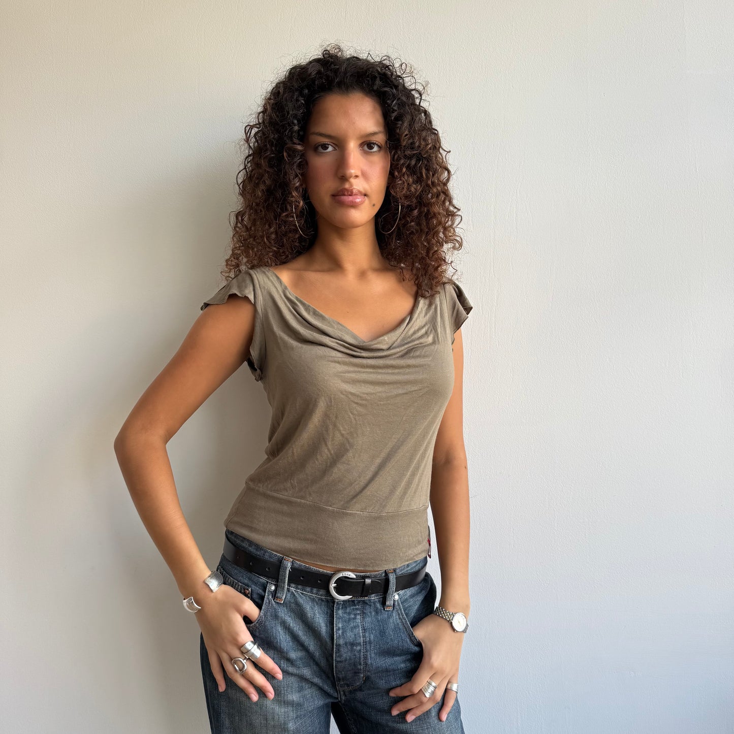 Miss Sixty khaki slouchy top - Size M