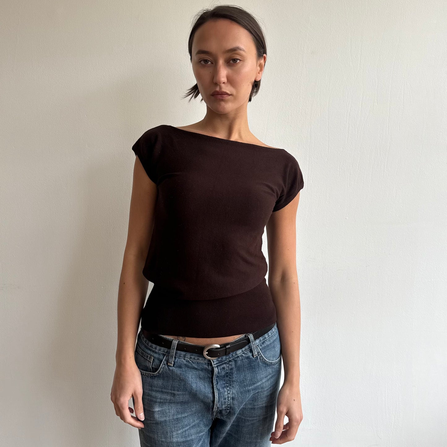 Brown short sleeve knit - Size S