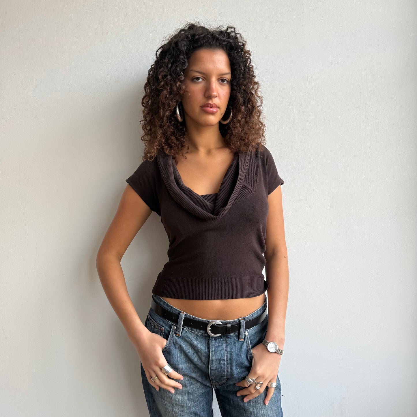 Brown cowl neck knit - Size S
