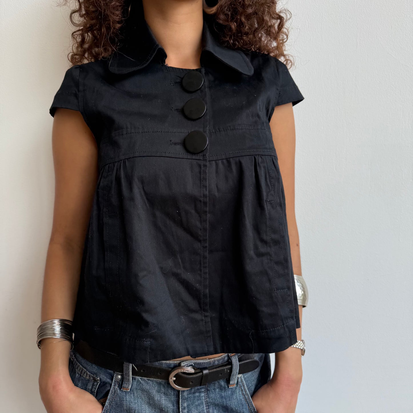 Black short sleeve peacoat - Size S/M