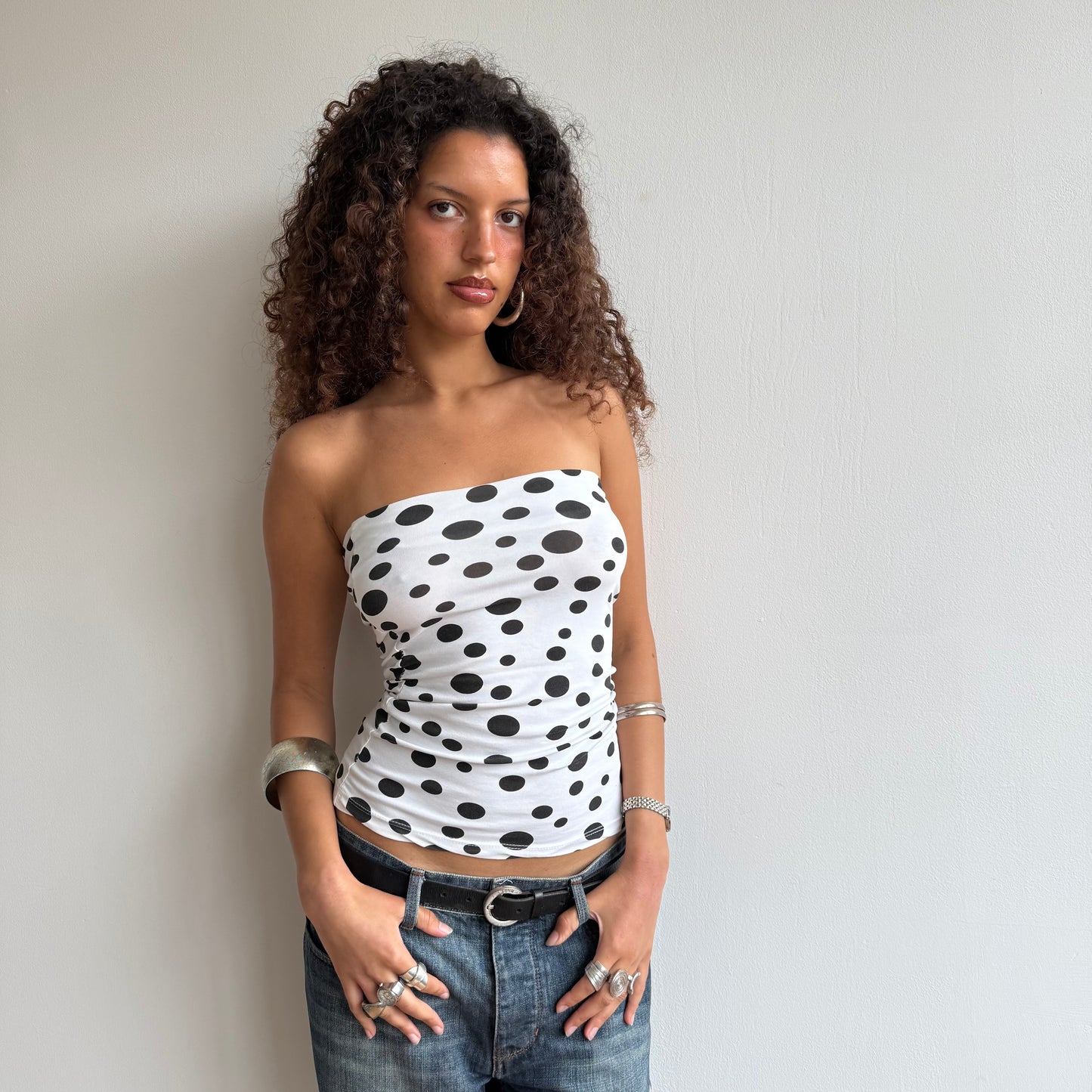 White polka dot bandeau - Size S