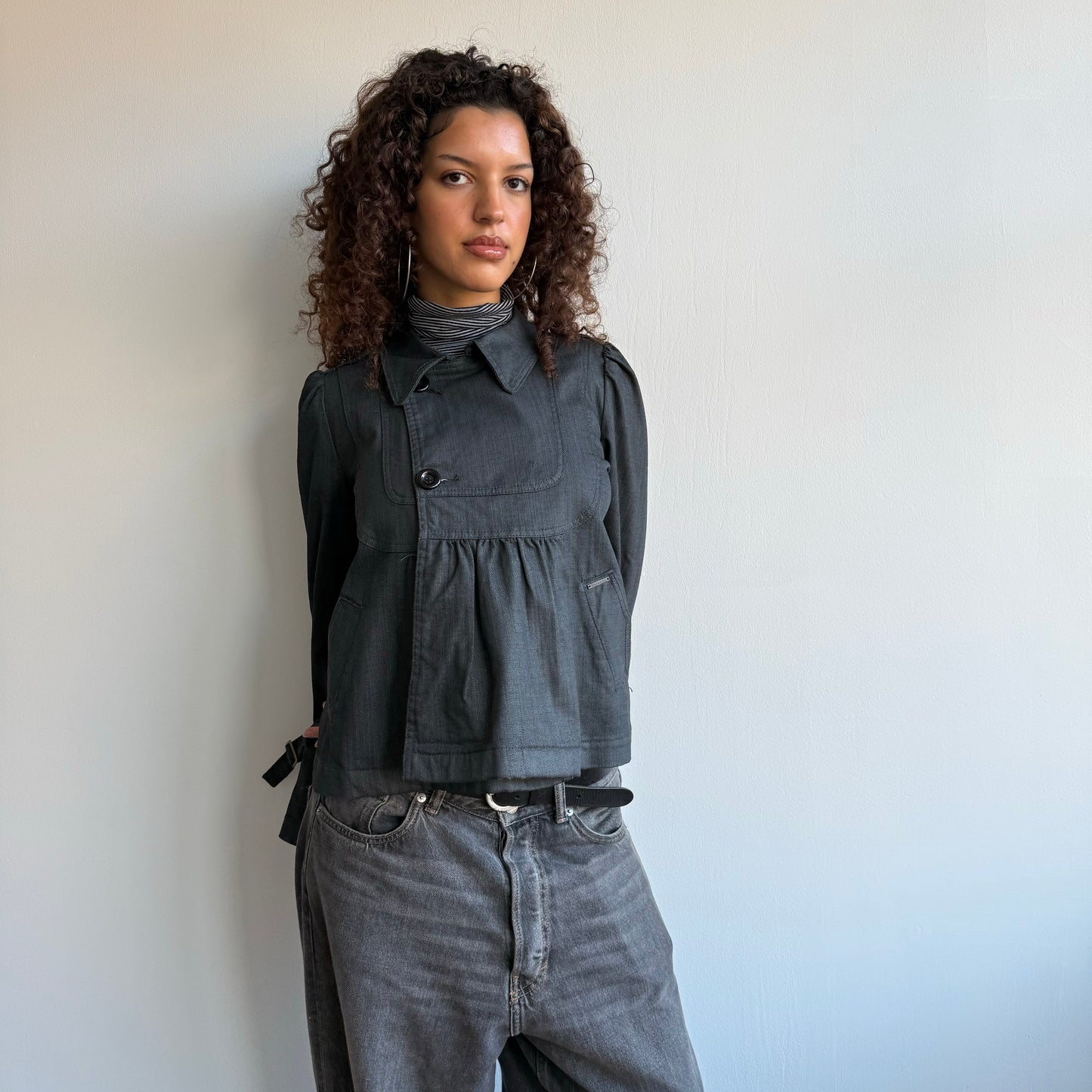 Grey denim peacoat - Size S