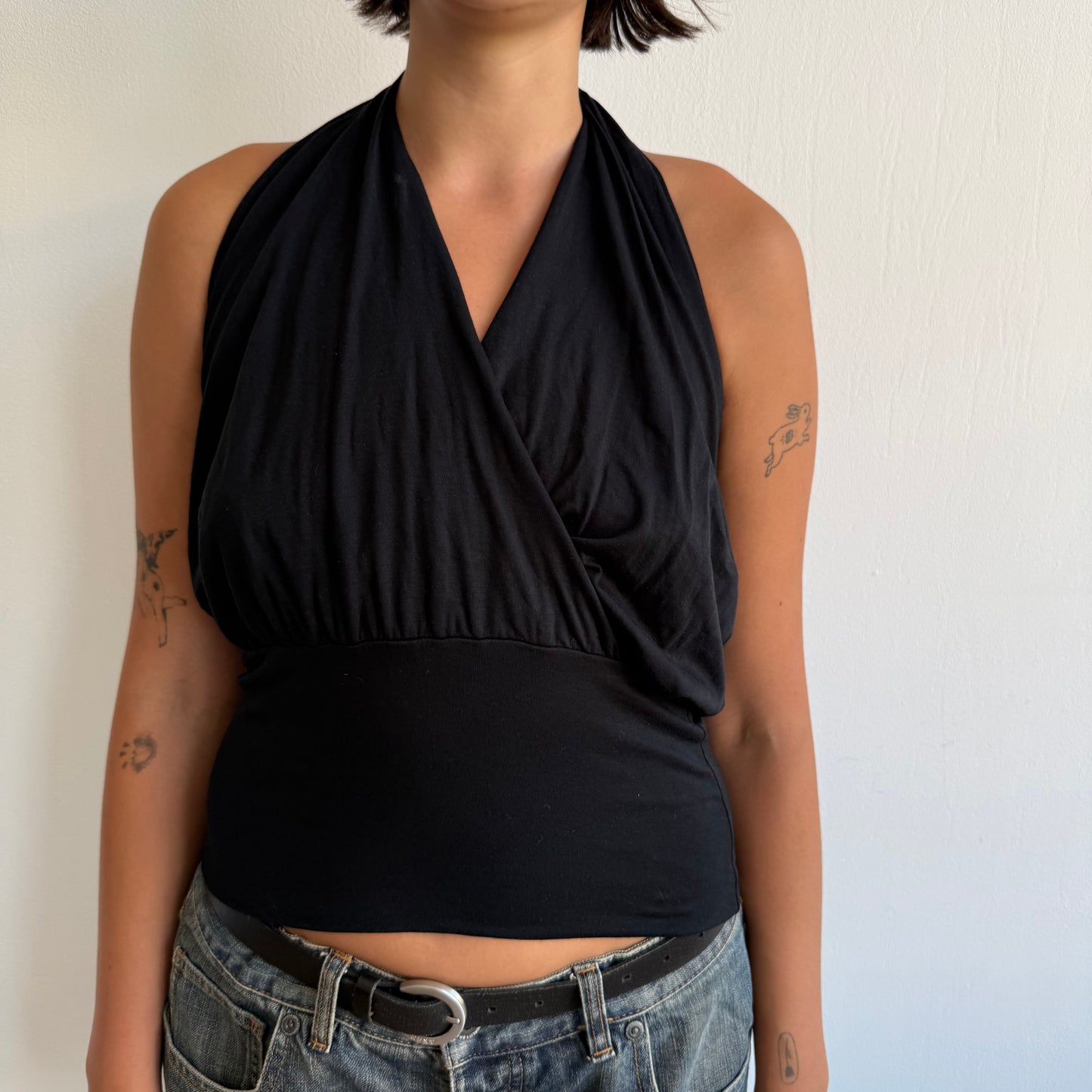 Black wrap keyhole halter top - Size S