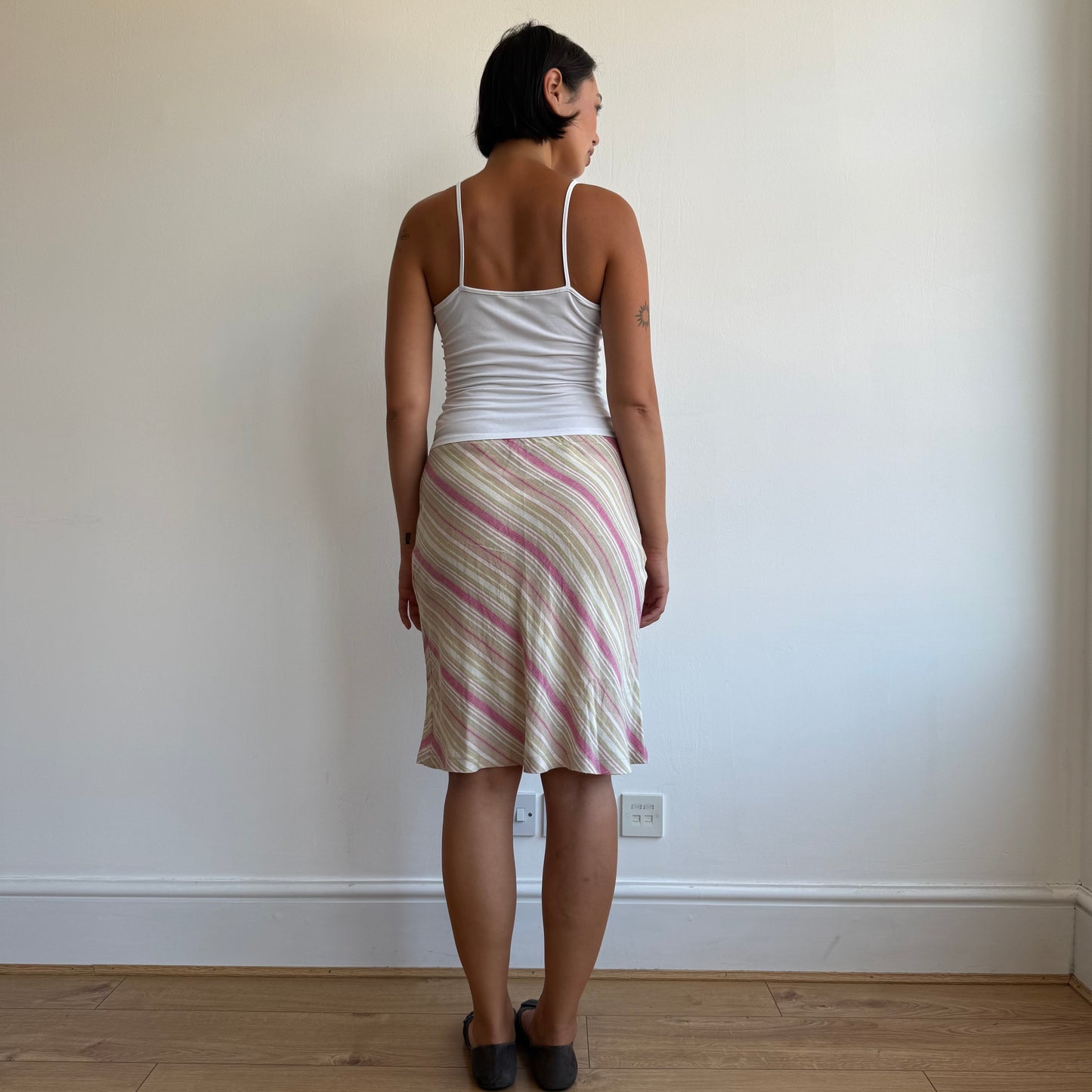 Pink striped midi skirt - Size S
