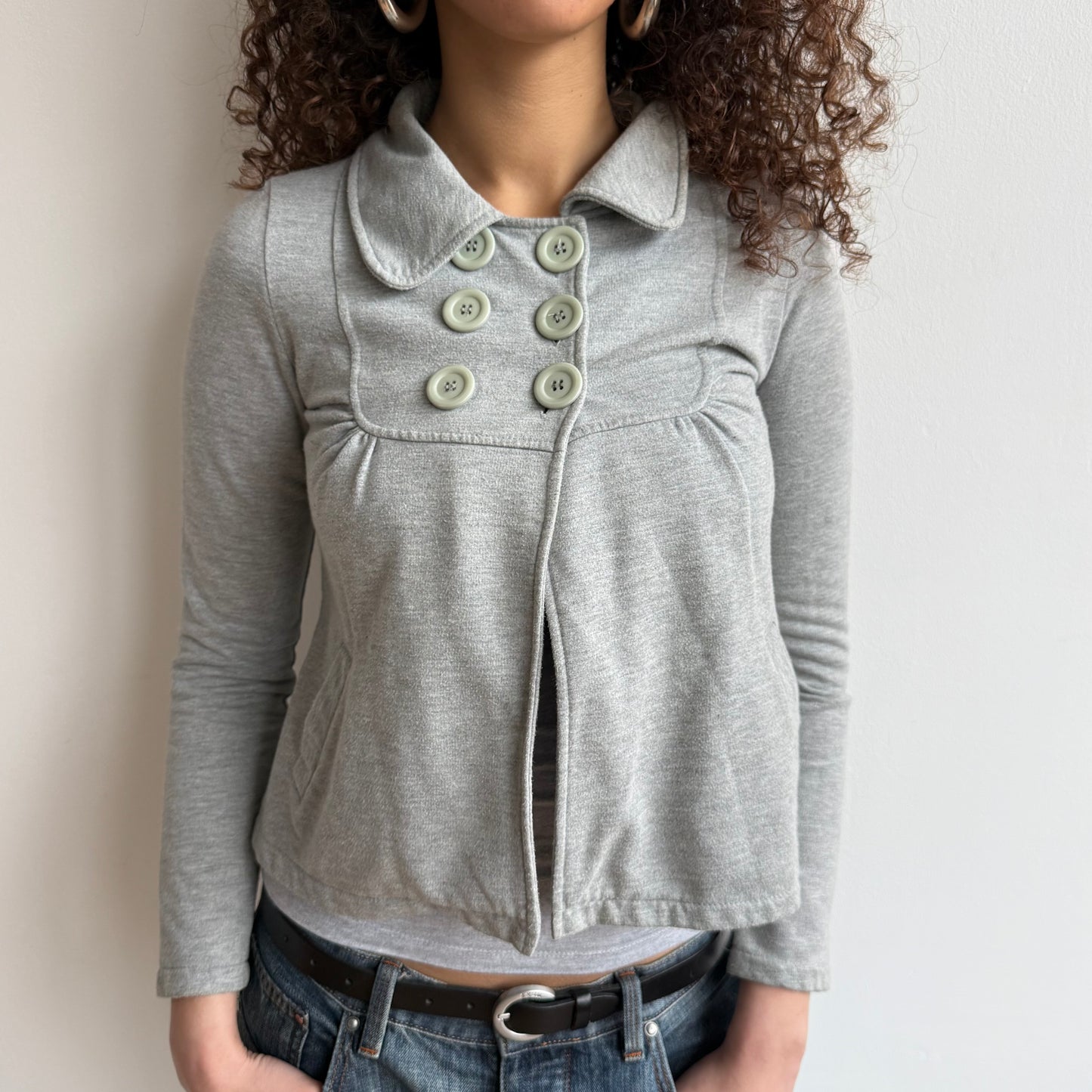 Grey 3/4 sleeve peacoat jumper - Size S