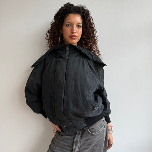 Black silk bomber jacket - Size M