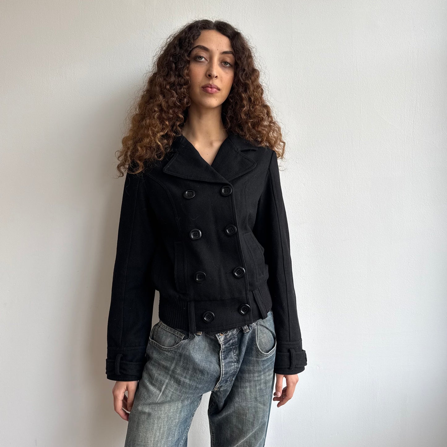 Black peacoat bomber jacket - Size S/M