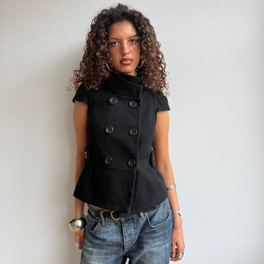 Black short sleeve peacoat - Size S