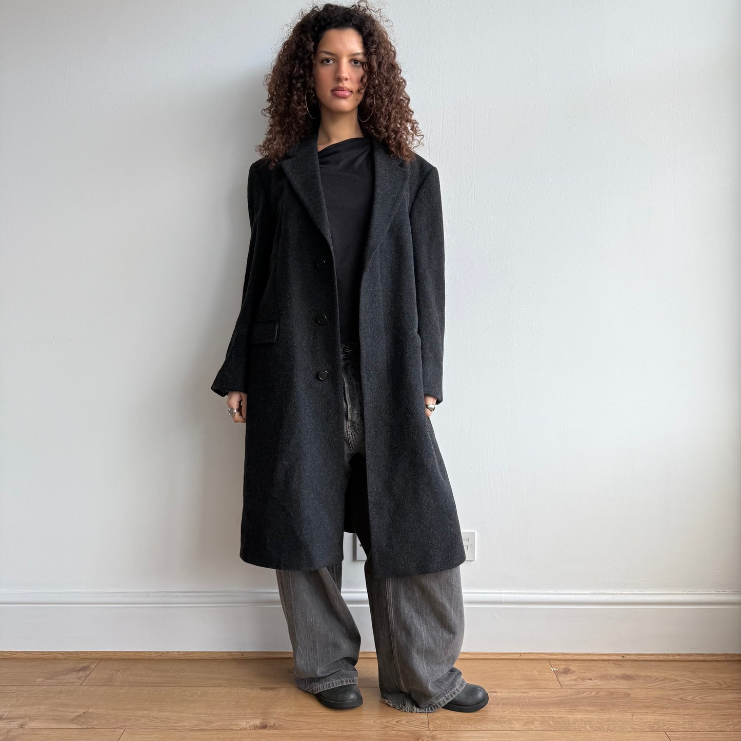 Grey wool overcoat - Size L