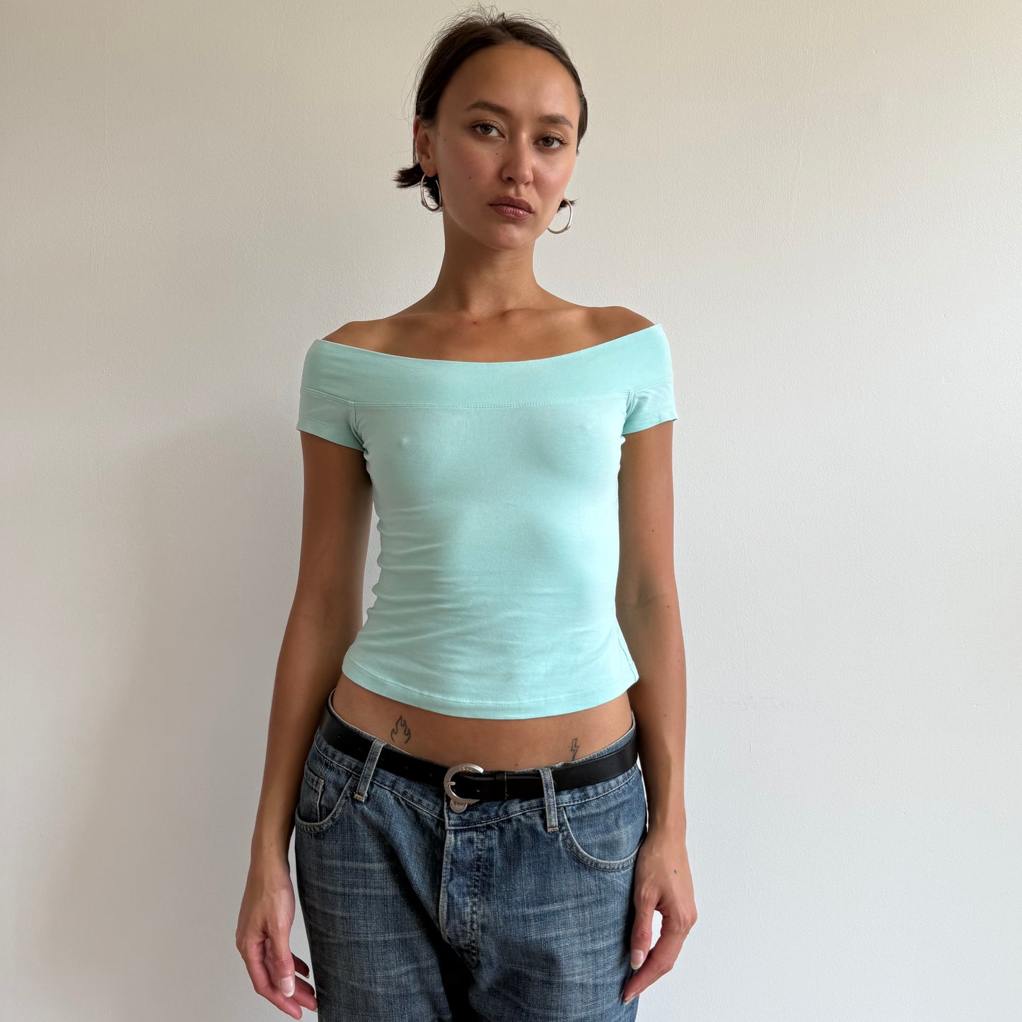 Turquoise bardot top - Size XS