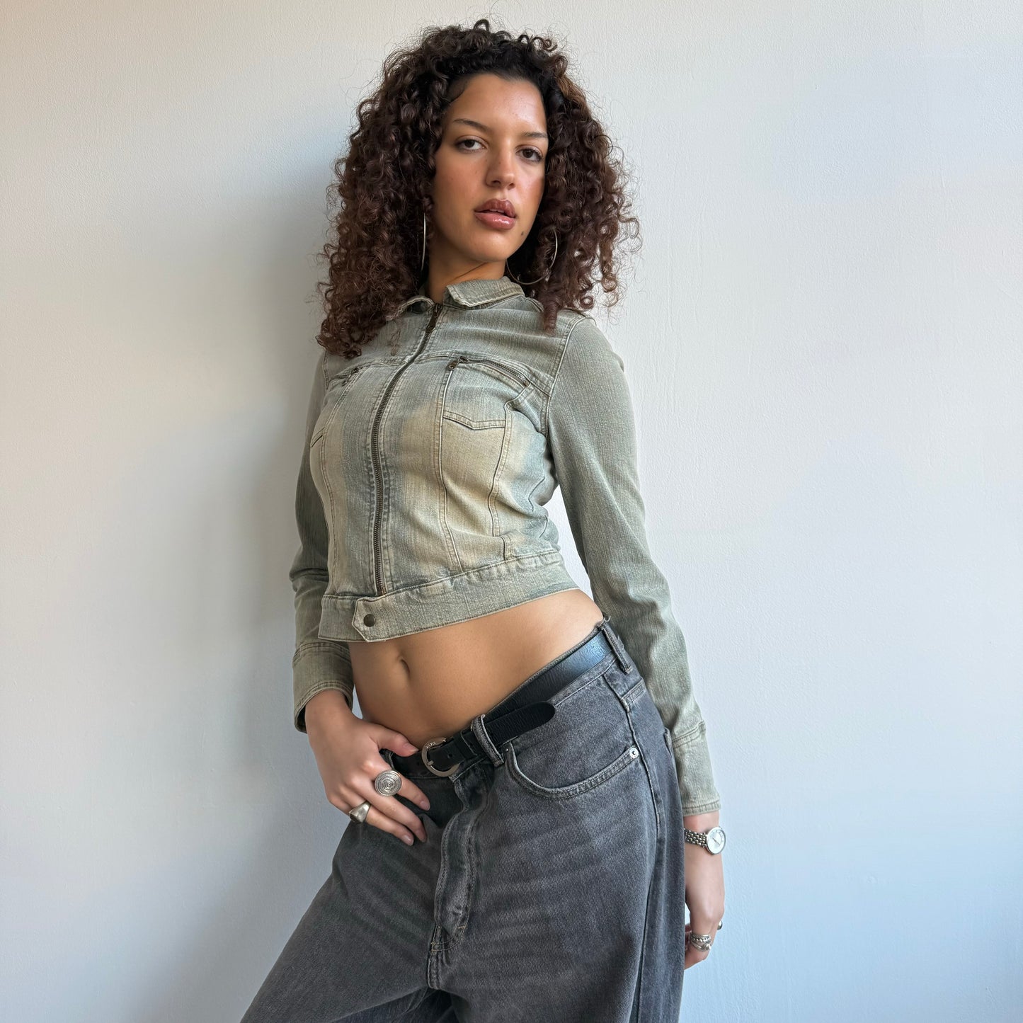 Blue wash denim jacket - Size XS