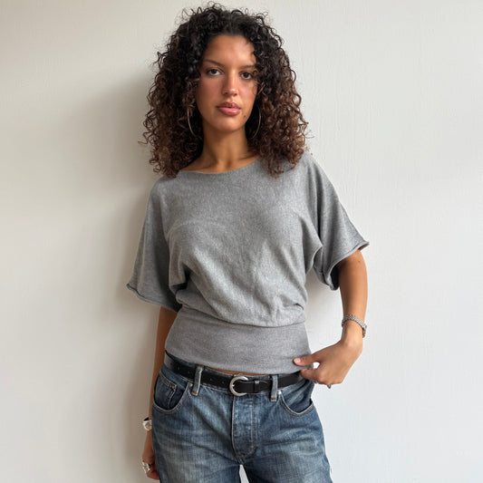 Dark short sleeve slouchy knit - Size S/M