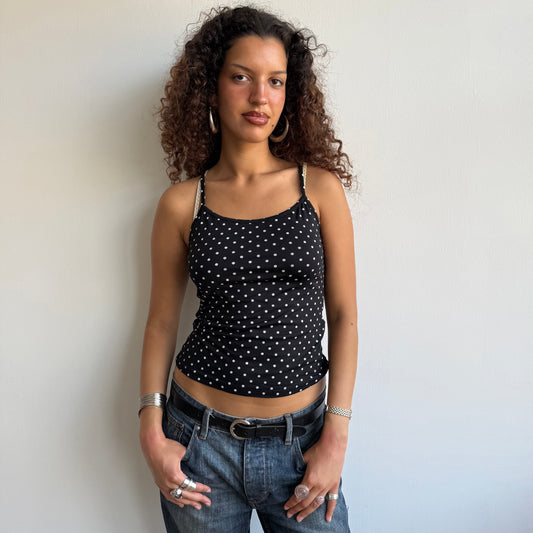 Black polka dot cami - Size S