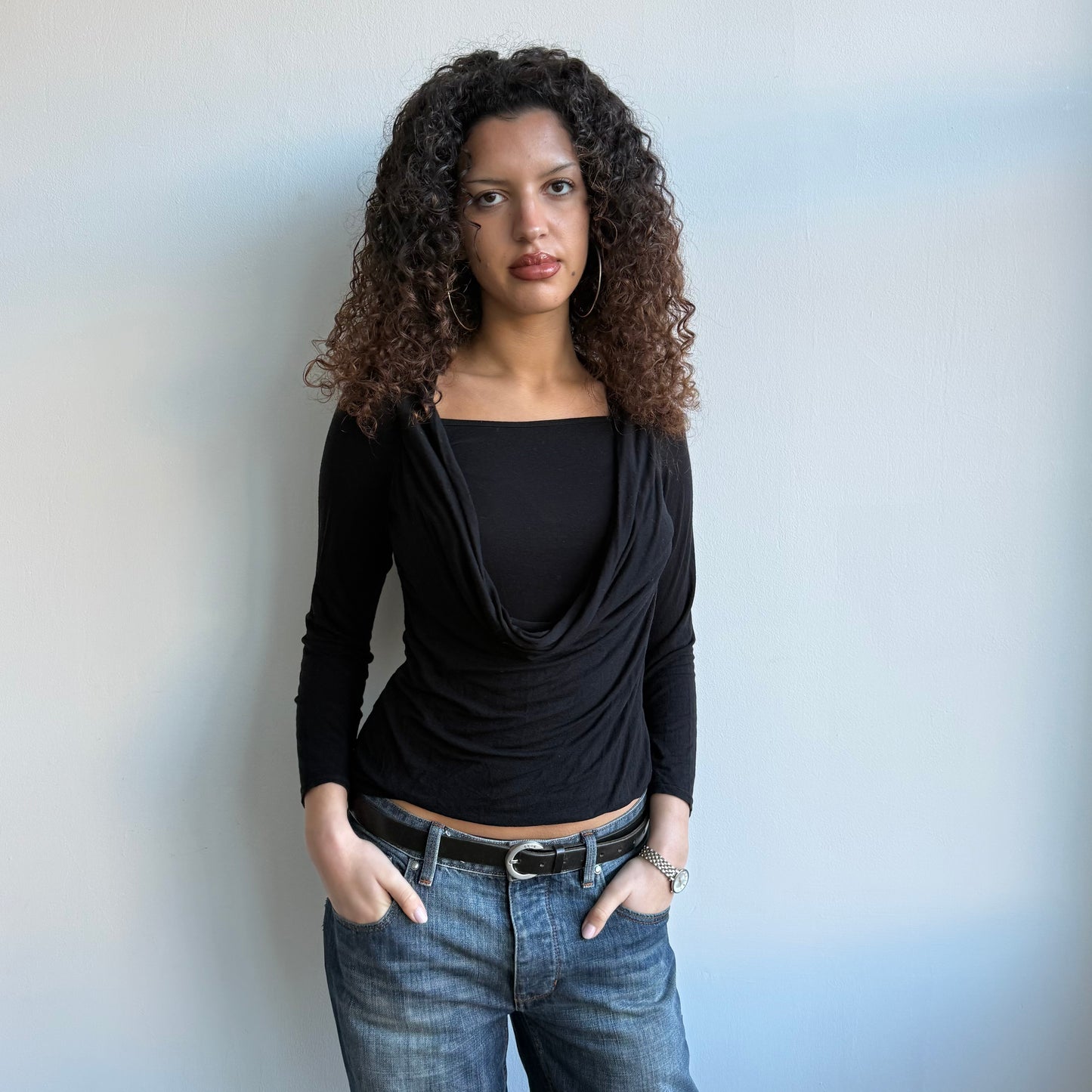 Black double layer keyhole top - Size S
