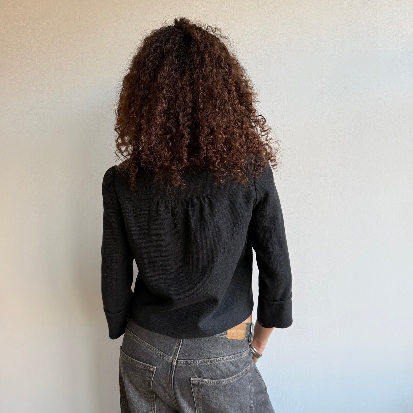 Grey round collar peacoat - Size S