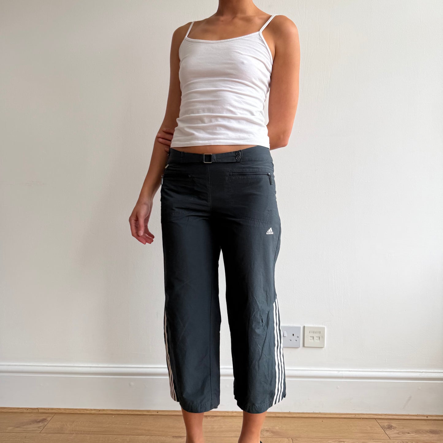 Navy Adidas belt capris - Size S